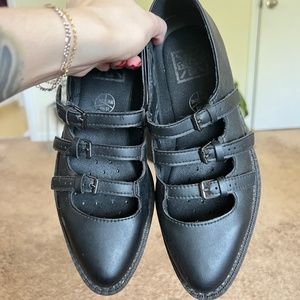 TUK Black 3 strap pointed Mary Jane